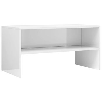 Mueble De Tv Madera Contrachapada Blanco Brillante 80x40x40 Cm