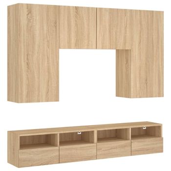 Muebles De Tv De Pared 5 Piezas Madera De Ingeniería Roble Sonoma