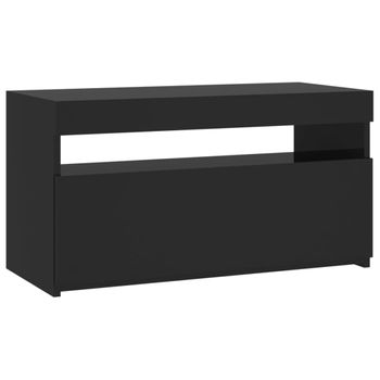 Mueble De Tv Con Luces Led Negro 75x35x40 Cm