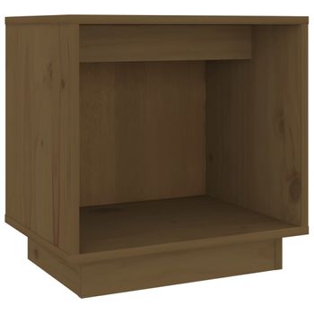 Mesita De Noche De Madera Maciza De Pino Marrón Miel 40x30x40cm