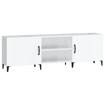 Mueble De Tv Madera De Ingeniería Blanco Brillante 150x30x50 Cm