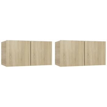 Muebles Colgantes De Tv 2 Unidades Color Roble Sonoma 60x30x30 Cm