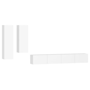 Set De Muebles Para Tv 4 Piezas Madera Contrachapada Blanco