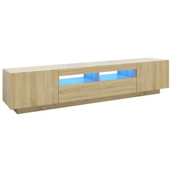 Armario Tv Con Luces Led Color Roble Sonoma 200x35x40 Cm