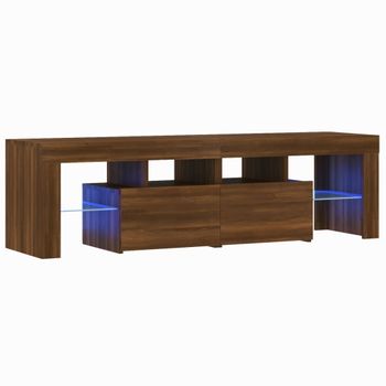 Mueble De Tv Con Luces Led Marrón Roble 140x36,5x40 Cm