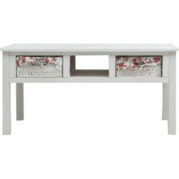 Mesa De Centro De Madera Blanco 99,5x60x48 Cm