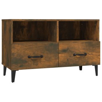 Mueble Para Tv Madera Contrachapada Roble Ahumado 80x36x50 Cm