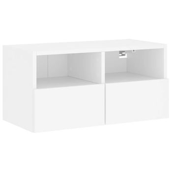 Mueble De Tv De Pared Madera De Ingeniería Blanco 60x30x30 Cm