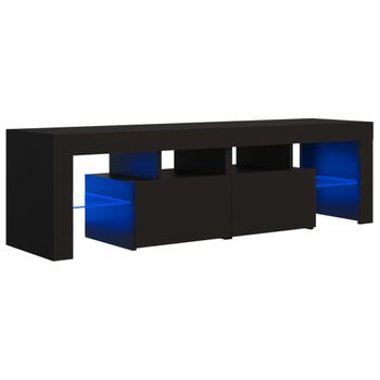 Mueble De Tv Con Luces Led Negro 140x36,5x40 Cm