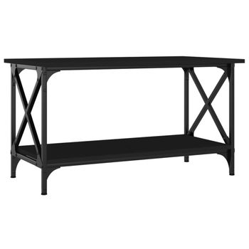 Mesa De Centro Madera Contrachapada Y Hierro Negro 80x45x45 Cm