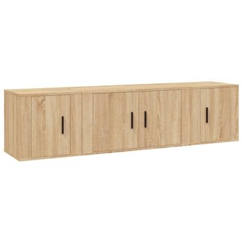 Set De Muebles Para Tv 3 Piezas Madera Contrachapada Roble Sonoma