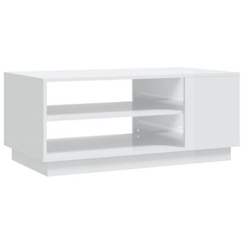 Mesa De Centro Madera De Ingeniería Blanco Brillo 102x55x43 Cm