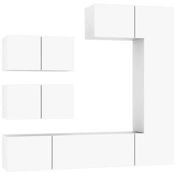 Set De Muebles Para Tv 6 Piezas Madera Contrachapada Blanco