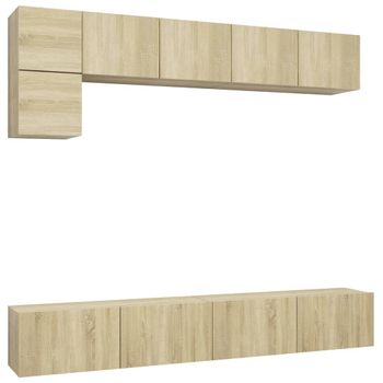 Muebles De Pared De Tv 5 Piezas Aglomerado Color Roble Sonoma