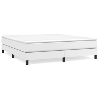 Estructura De Cama Box Spring Cuero Sintético Blanco 180x200 Cm