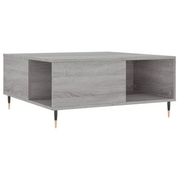 Mesa De Centro Madera Contrachapada Gris Sonoma 80x80x36,5 Cm