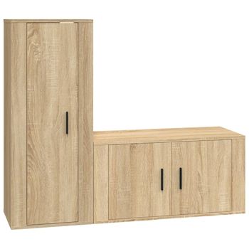 Set De Muebles Para Tv 2 Piezas Madera Contrachapada Roble Sonoma