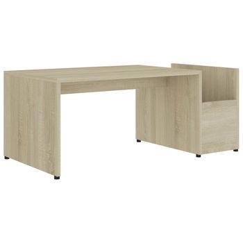 Mesa De Centro Madera Contrachapada Color Roble 90x45x35 Cm