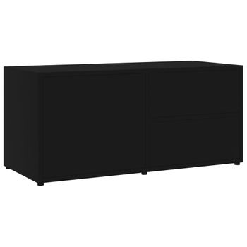 Mueble Para Tv Madera Contrachapada Negro 80x34x36 Cm