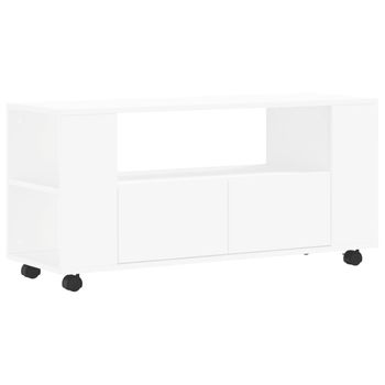 Mueble Para Tv Madera De Ingeniería Blanco 102x34,5x43 Cm