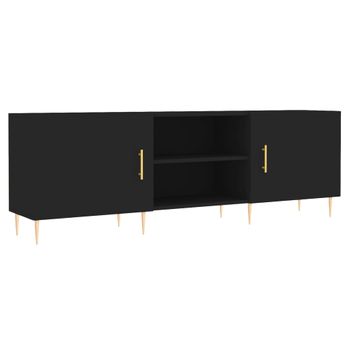 Mueble Para Tv Madera De Ingeniería Negro 150x30x50 Cm