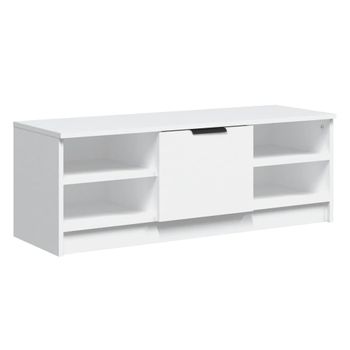 Mueble De Tv Madera Contrachapada Blanco 102x35,5x36,5 Cm