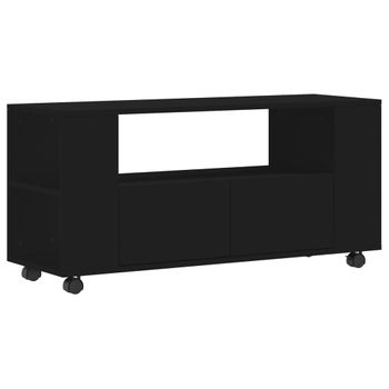 Mueble Para Tv Madera De Ingeniería Negro 102x34,5x43 Cm