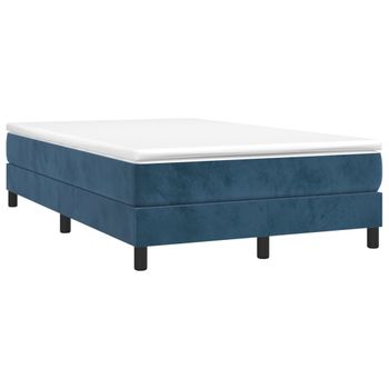 Cama Box Spring Con Colchón Terciopelo Azul Oscuro 120x190 Cm