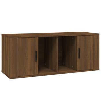 Mueble Tv Madera Contrachapada Color Marrón Roble 100x35x40 Cm