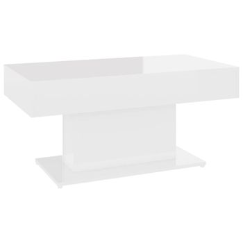 Mesa De Centro Madera Contrachapada Blanco Brillante 96x50x45cm