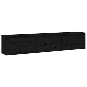 Muebles Para Tv 3 Piezas Madera Maciza De Pino Negro