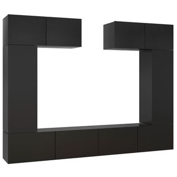 Juego De Mueble Para Tv De 6 Piezas Aglomerado Negro