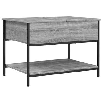 Mesa De Centro Madera Ingeniería Gris Sonoma 70x50x50 Cm