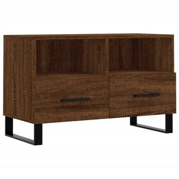 Mueble Para Tv Madera Contrachapada Roble Marrón 80x36x50 Cm