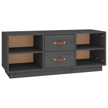 Mueble De Tv De Madera Maciza De Pino Gris 100x34x40 Cm