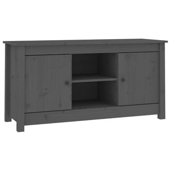 Mueble De Tv De Madera Maciza De Pino Gris 103x36,5x52 Cm