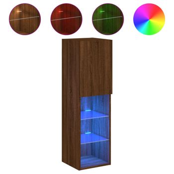 Mueble Para Tv Con Luces Led Roble Marrón 30,5x30x102 Cm