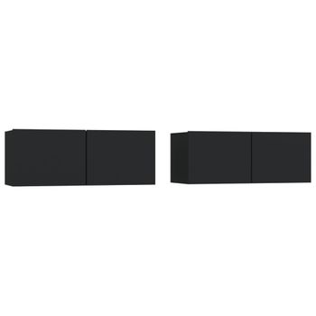 Muebles Para Tv 2 Unidades Madera Contrachapada Negro 80x30x30 Cm