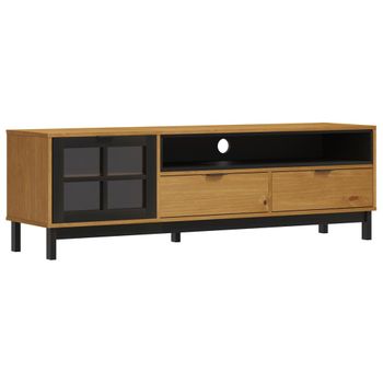 Mueble De Tv Con Puerta De Vidrio Flam Madera Pino 158x40x50 Cm