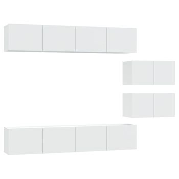 Set De Muebles Para Tv 6 Piezas Madera Contrachapada Blanco