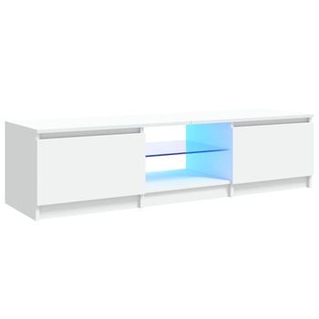 Mueble Para Tv Con Luces Led Blanco 140x40x35,5 Cm