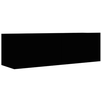 Mueble Pared Tv Madera Contrachapada Roble Negro 100x30x30 Cm