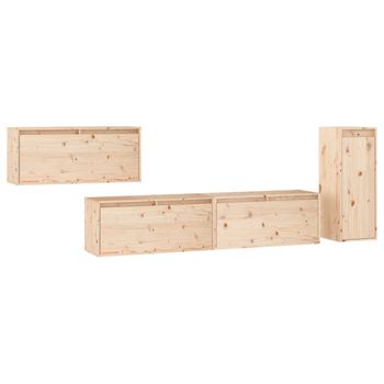 Muebles Para Tv 2 Piezas Madera Maciza De Pino