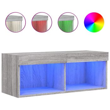 Mueble Para Tv Con Luces Led Gris Sonoma 80x30x30 Cm