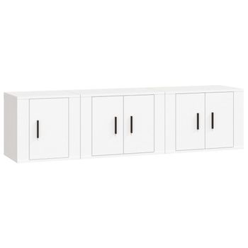 Set De Muebles De Tv 3 Piezas Madera Contrachapada Blanco