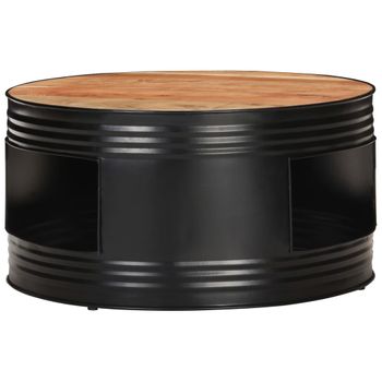 Mesa De Centro De Madera Maciza De Acacia Negro 68x68x36 Cm