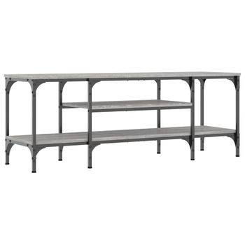 Mueble Tv Madera Ingeniería Y Hierro Gris Sonoma 121x35x45 Cm