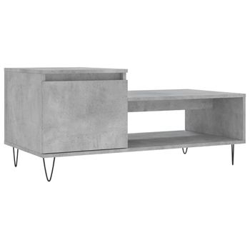 Mesa De Centro Madera Contrachapada Gris Hormigón 100x50x45 Cm