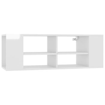 Mueble De Pared Para Tv Contrachapada Blanco Brillo 102x35x35cm