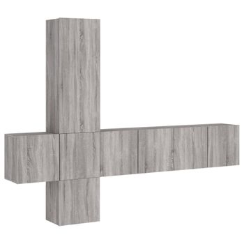 Muebles De Tv De Pared 5 Piezas Madera De Ingeniería Gris Sonoma